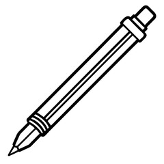 Simple line art illustration of a pen and paper on a white background