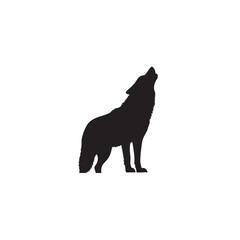 Howling Wolf Silhouette Isolated on White Background