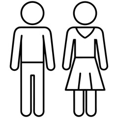 Simple line art icons representing male and female restrooms