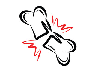 Broken Bones Fracture Hand Drawn Icon, Doodle Sketch Vector Illustration