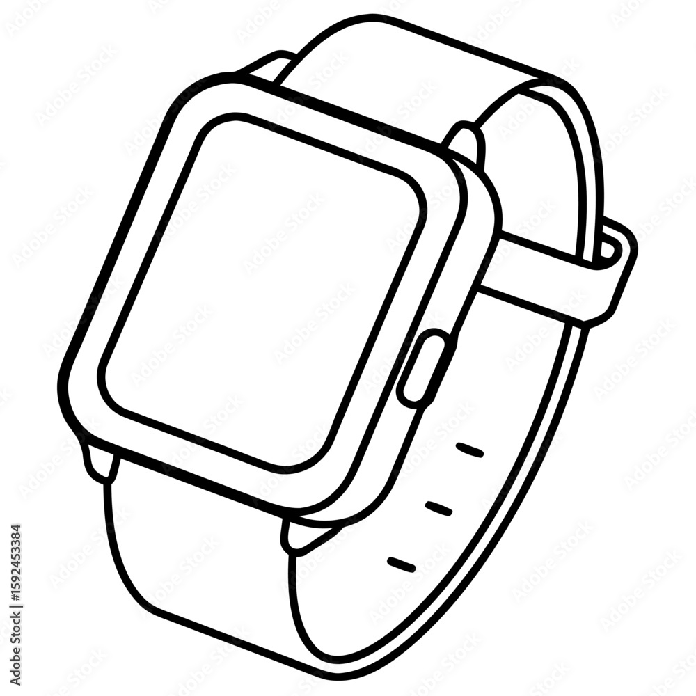 Poster minimalist smartwatch design in a single continuous line art style