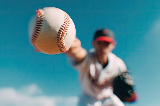 Baseball pitcher delivering a pitch