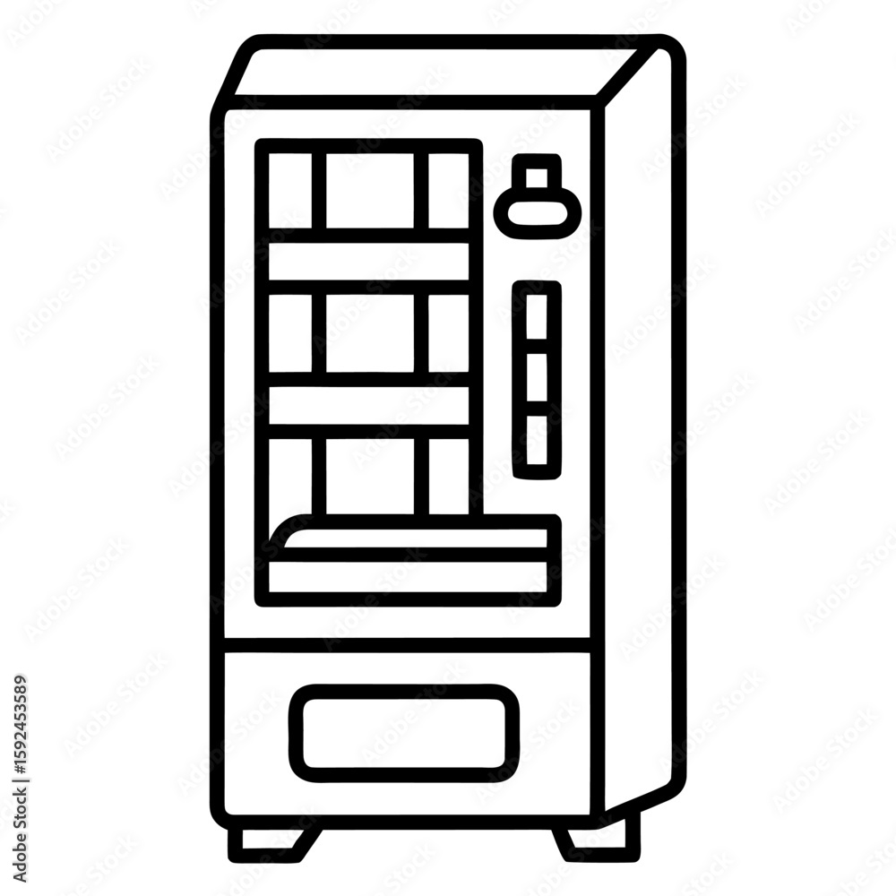 Poster simple single line drawing of a vending machine for modern interfaces