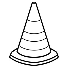 Simple orange traffic cone illustrated with a single continuous line