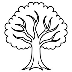 Minimalist single line tree icon representing nature and growth
