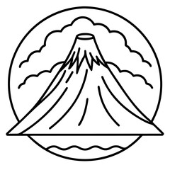 Simple continuous line drawing of a volcano erupting with smoke © Nazrin