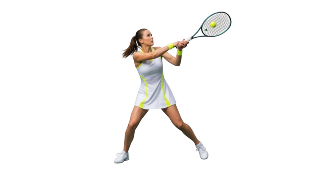 Female Tennis Player Swinging Racquet Sport Athlete PNG