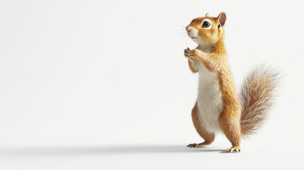 Fototapeta premium A small, furry squirrel stands on all fours.