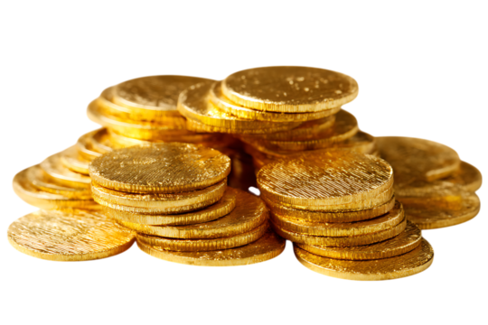 A pile of shiny gold coins.