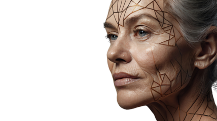 Element Isolated Transparent conceptual artwork Digital art blending human and geometric elements PNG DIE-CUT for advertising