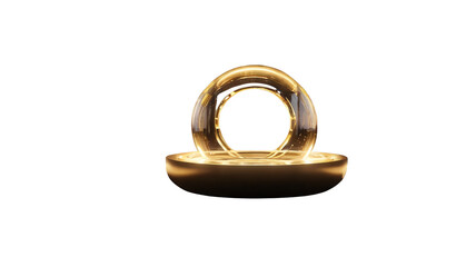 Element Isolated Transparent conceptual artwork Futuristic golden ring with hollow design. PNG DIE-CUT for advertising