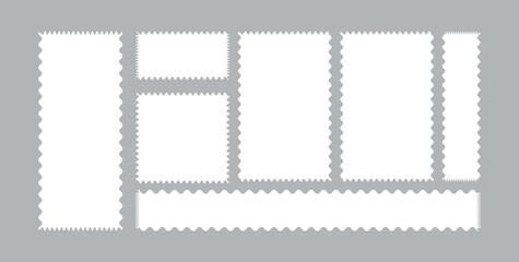 Elegant Postage Stamp Border Vector Set in Flat Design Style – High-Quality Templates on Subtle Backgrounds