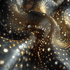 Dazzling gold and silver embellishments on black fabric image