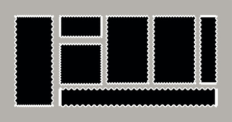 Classic and Modern Black Postage Stamp Vectors – A Versatile Stamp Border Set for Graphic and Digital Design Use