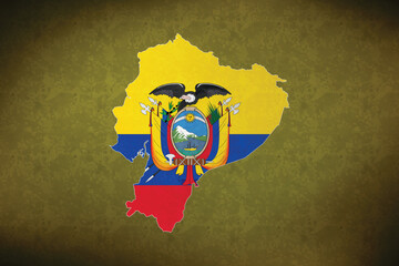 Ecuador  vector map with flag	