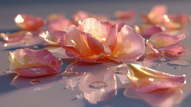 Delicate pink petals with water droplets image