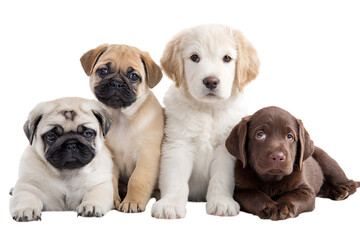Obraz premium Adorable puppies! Pugs and a Labrador.