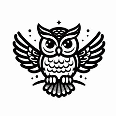 Obraz premium owl on a branch, owl on white background, owl, owl in the night, owl on a tree, owl on white, owl with wings, owl on tree branch