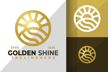 Golden Shine Sun Logo Icon Vector Design Illustration
