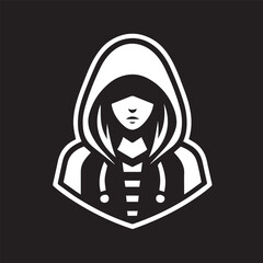 vector logo of a person wearing a hoodie jacket
