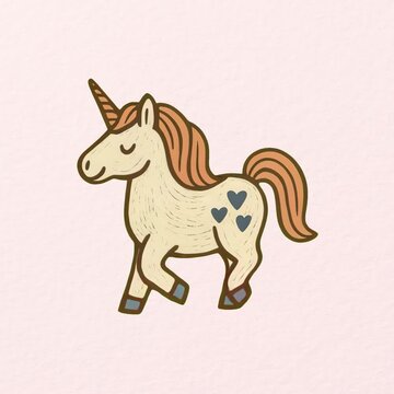 Whimsical unicorn illustration with hearts animation isolated asset, transparent 4K video, alpha channel, ProRes 4444