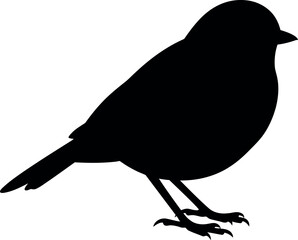 Black silhouette of a small bird on white background