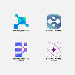 Technology logo Colorful tech design collection. Gradient Style, Creative Modern Design for Business, Brand Identity Company and Professional Use Template