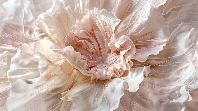 Elegant Flower Close-Up with Soft Pink and White Petals and Delicate Details