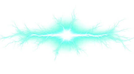 Abstract Energy Burst with Electric Rays and Bright Center  Isolated on a transparent background