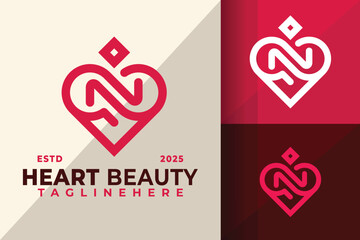 Letter N Heart Beauty Logo Icon Vector Design Illustration