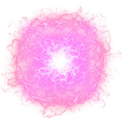Intense Glowing Plasma Energy Ball With Electric Spark Effects Isolated on a transparent background