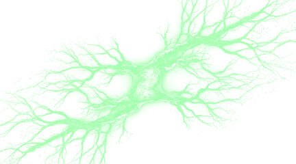 Abstract Neural Network Simulation of Biological Processes and Data Connections Isolated on a transparent background