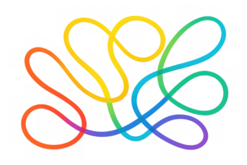 Vibrant, curving lines interlacing and blending, creating dynamic geometric abstraction with translucent visual depth and graphic potential