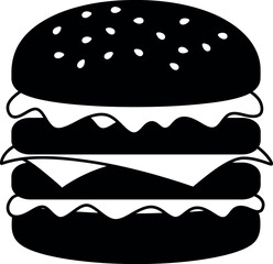 Black and white double cheeseburger icon