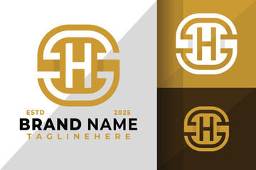 Letter Sh or HS Monogram Square Logo Icon Vector Design Illustration
