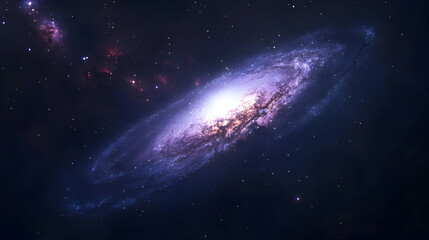 Fototapeta premium A spiral galaxy shines brightly against a dark cosmic background.