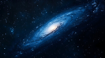 Obraz premium A spiral galaxy glows brightly against a dark background of space.