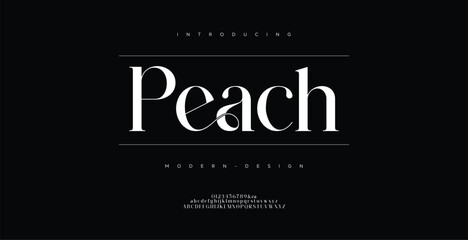 Peach Elegant font alphabet logo. Typography Beauty fashion luxury classic letters serif fonts decorative wedding vintage retro logos. vector illustration
