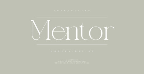 Mentor luxury elegant alphabet letters and numbers. Vintage wedding typography classic serif font decorative vintage retro. creative vector illustration