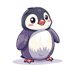 Obraz premium Adorable Cartoon Penguin with Rosy Cheeks and Tiny Orange Feet
