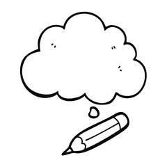 Sketchy pencil drawing of a thought cloud abstract concept illustration with handwritten style elements