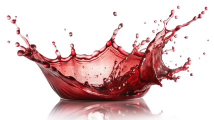 red wine splash isolated on white background, png, ai generated.