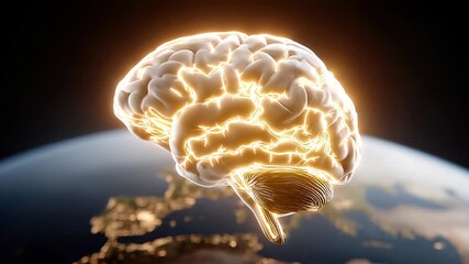 Glowing human brain illustration - Powered by Adobe