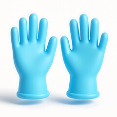 Fototapeta premium Pair of bright blue latex gloves isolated on white background