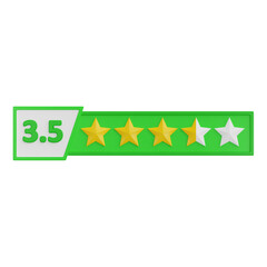 3D 3.5 star rating for customer satisfaction