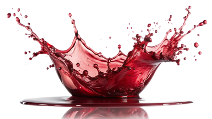 red wine splash isolated on white background, png, ai generated.