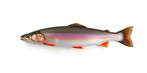 Obraz premium A single lake trout isolated on a pure white background, lake trout, fishing