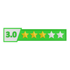 3D three star rating vector icon for feedback