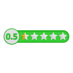 3D 0.5 half star rating icon for review