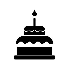 Birthday cake icon silhouette for celebration event or party design with transparent background  